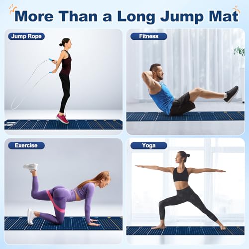 Standing Broad Jump Mat, Long Jump Training Mat with Clear Measurement Marks, Non Slip Broadjump Mat for Home, Gym and Sch...