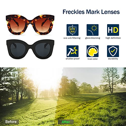 Freckles Mark Thick Fashion Butterfly Sunglasses for Women Trendy Round Cat Eye Sun Glasses