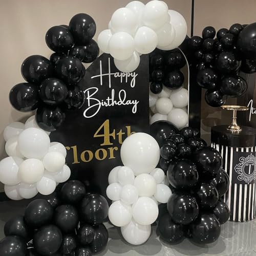 Black and White Balloons, 67pcs 12 Inch White Black Thickened Latex Balloons for Birthday, Anniversary, Wedding, Graduatio...