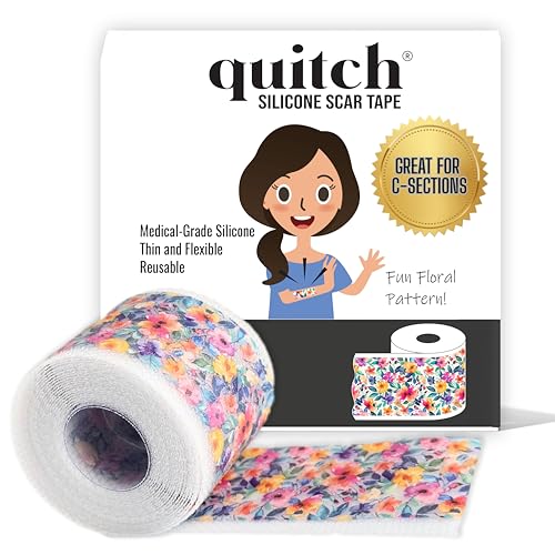 Quitch Silicone Scar Sheets for Surgical Scars, Silicone Scar Tape, C Section Recovery Must Haves, Tummy Tuck Recovery Mus...
