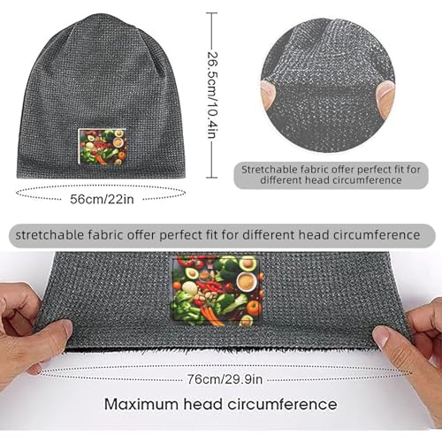 YANYU Healthy Food Print Lightweight Waffle Pullover Hat Men Women Winter Headwear Outdoor Camping Travel