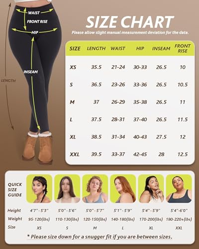 CAMPSNAIL Fleece Lined Leggings Women - Thick Soft High Waisted Black Tummy Control Thermal Warm Velvet Pants for Cold Winter