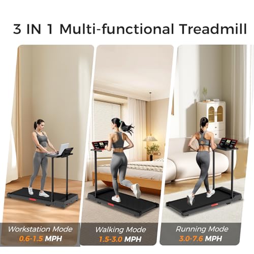 ZPUFDYM Treadmill with Handles, Walking Treadmills for Home Small Spaces, 3.0HP Walking Pad Treadmills with Handle Bar & L...