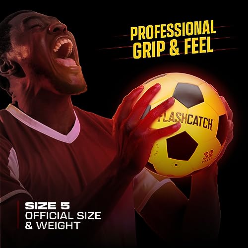 FlashCatch Light Up Soccer Ball - Glow in The Dark - NO 5 - Sports Gear Gifts for Boys & Girls 8-15+ Year Old - Kids, Teen...