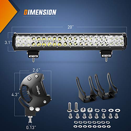 Nilight - 60005C-A 20Inch 126W Spot Flood Combo Led Light Bar Off Road Lights Boat Lighting Fog Light Driving Lights LED W...