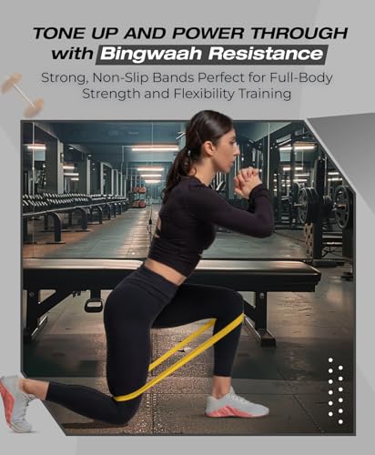 Bingwaah Mini Loop Resistance Bands – Fabric & Elastic Sets Exercise Bands for Strength Training - Rehab, Yoga, Pilates & ...