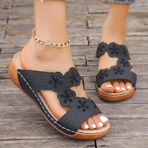 JEUROT Womens Wedge Sandals Open Toe Comfortable Walking Platform Slides Orthopedic Sandal Casual Slip on Summer Shoes