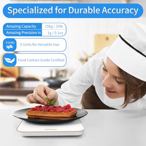 Homebuds 33lb Digital Food Scale Grams and Ounces in 1g, High Precision Assured by Kitchen Scale Professional Factory Sinc...