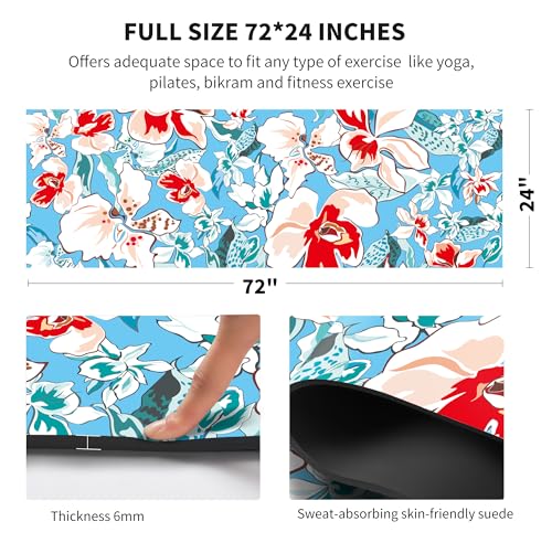 nuveti Yoga Mat Print Extra Thick TPE Non Slip Fitness Exercise Mat with Carrying Bag,72"x24" Extra Thick 6MM Exercise & W...