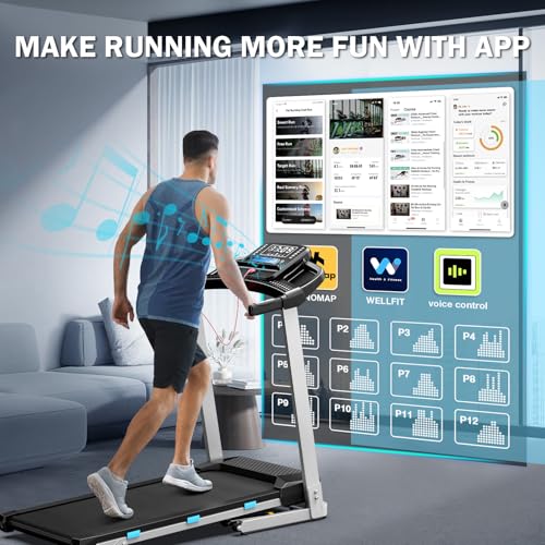 COZYINN Foldable Treadmill with Incline for Home Small - 350 lb Capacity, 3.0HP Quiet Folding Treadmill with Pulse Sensor ...
