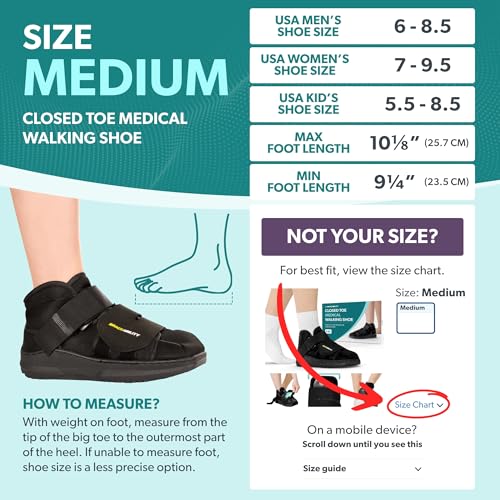 BraceAbility Closed Toe Medical Walking Shoe - Lightweight Broken Toe Cast Boot, Fractured Foot Brace for Metatarsal Stres...