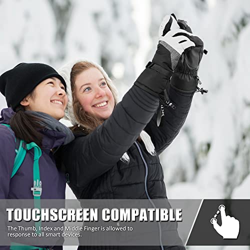 MCTi Ski Gloves,Winter Waterproof Snowboard Snow 3M Thinsulate Warm Touchscreen Cold Weather Women Gloves Wrist Leashes