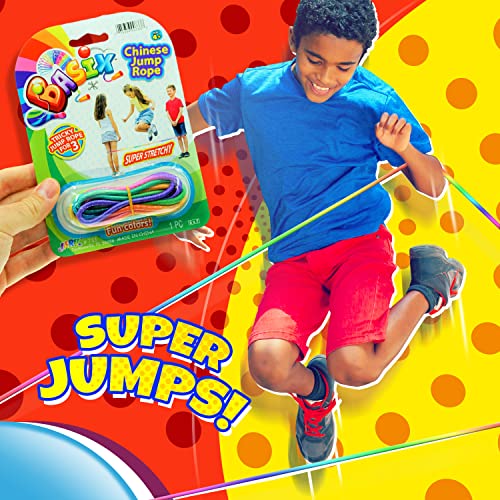 Chinese Jump Rope Elastic Jumping Rope Game for Kids & Adults I by JA-RU | Colorful Stretch Skip Rope for Girls and Boys. ...