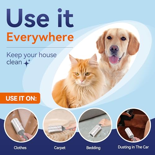 Lint Rollers for Pet Hair Extra Sticky, 880 Sheets Mega Value Set with Reinforced 4 Handles and Tough Paper, Lint Roller f...
