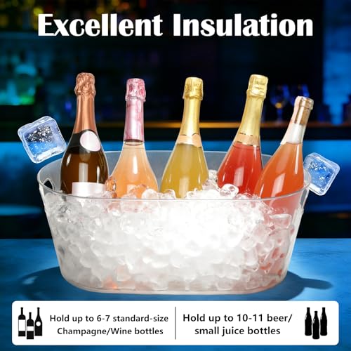 2 PCS Ice Buckets for Parties, 15L Large Ice Bucket, 4 Gallon Champagne Bucket with Scoops, Beverage Tub Mimosa Bar Suppli...