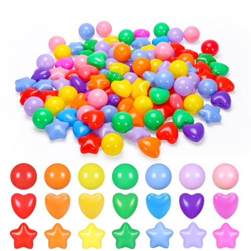 Heopeis Ball Pit Balls Pack of 100 200 500 - Star and Round Set BPA Free Phthalate Free Non-Toxic Crush Proof Play Balls S...