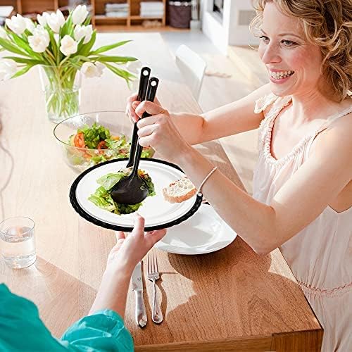 Paper Plate Holders, 8/12/24 Packs 9/10 Inch paper plate holders reusable Black Plastic Heavy Duty supports for Picnic Party Dinner