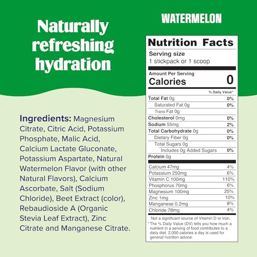 Ultima Replenisher Daily Electrolyte Powder Drink Mix – Sugar Free – Watermelon, 30 Servings – Hydration Powder with 6 Key...