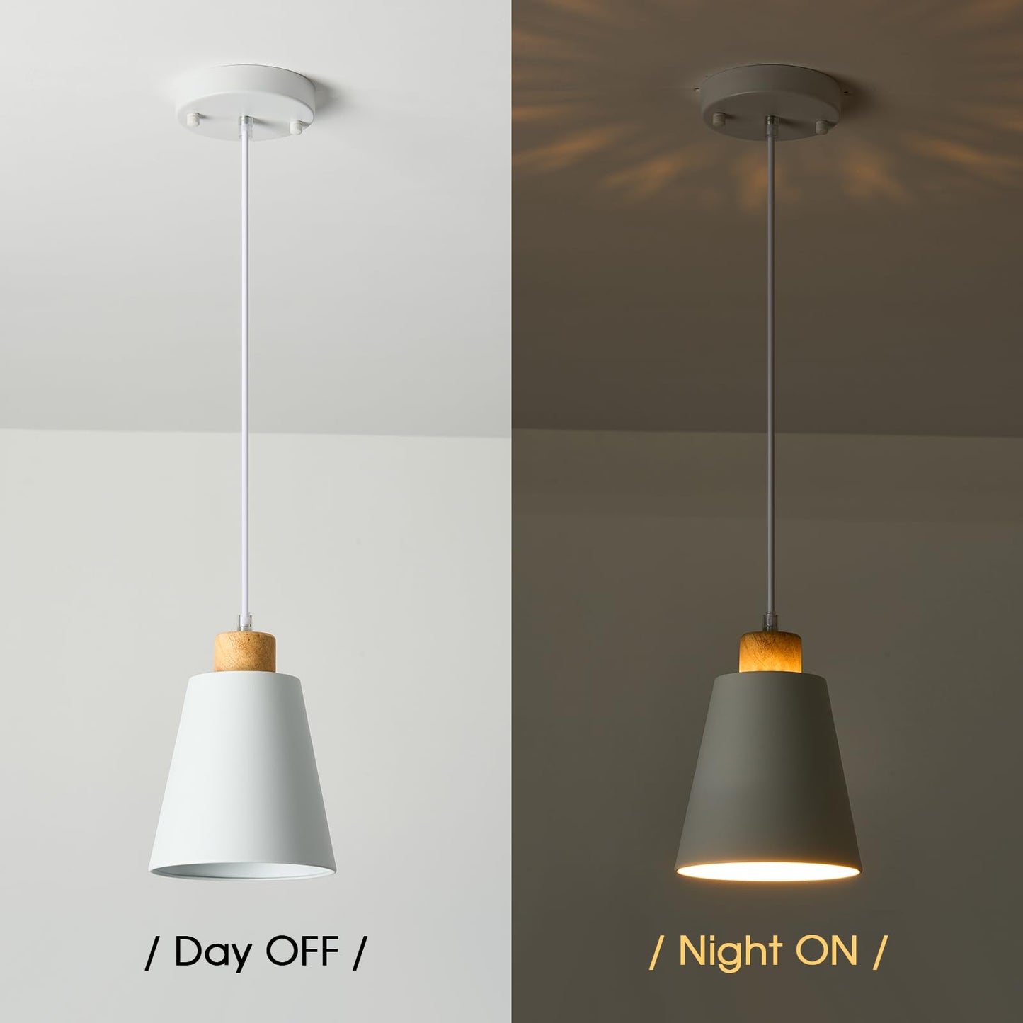 3 Pack Mini White Pendant Light Kitchen Island Modern Wood Pendant Lighting Cone Hanging Lights Hollow Top Nordic Island Light For Counter  Bar  Hallway