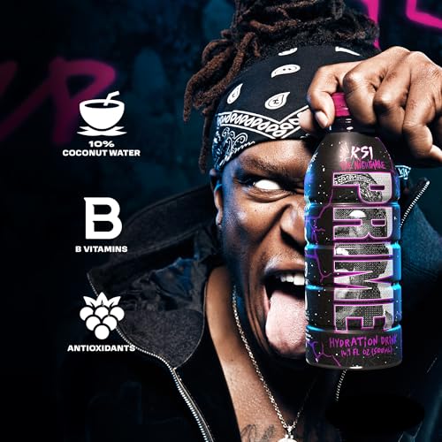 PRIME Hydration KSI THE NIGHTMARE, Sports Drinks, Electrolyte Enhanced to Replenish Fluids, 250mg BCAAs, B Vitamins, Antio...