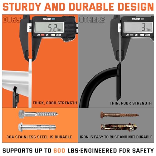 36" Heavy Duty Pull Up Bar Wall/Joist Mounted, 600 LB Capacity, Multi-Grip Bar for Garage & basement rafter Use - All-in-O...
