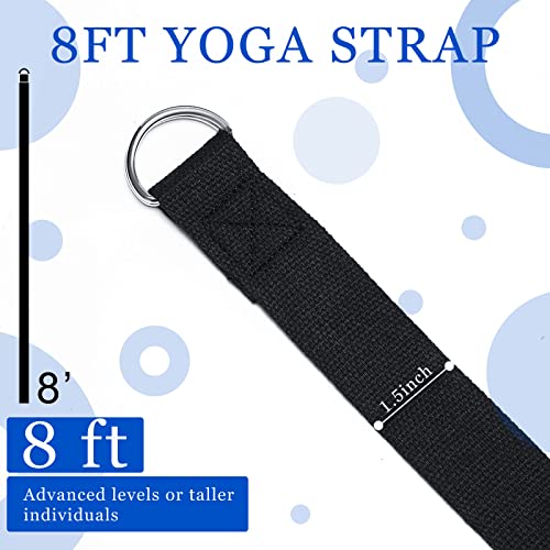 6 Pcs Yoga Strap for Stretching 8 Ft Yoga Exercise Adjustable Straps Bands with Safe Adjustable D Ring Buckle for Pilates ...