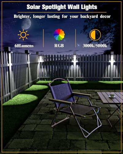 JOFIOS Solar Fence Lights 12 Pack, 50 Lumens Outdoor Fence Solar Lights with 12 Modes RGB Color Glow LED Solar Lights Outd...