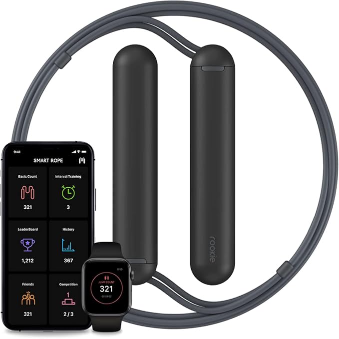 Tangram Smart Rope Rookie - App-Connected Jump Rope for Fitness and Workouts, Adjustable Length, Bluetooth Enabled, Track ...