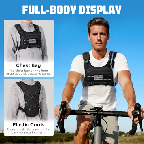 Running Hydration Vest with 2L Water Bladder， Lightweight Adjustable Hydration EDC Chest Pack for Men and Women, Water Bac...