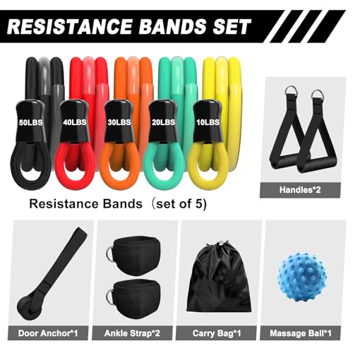AlpinexFit Resistance Bands for Working Out,150LBS Exercise Bands with Handles,Workout Bands for Men Women, Fitness Bands ...