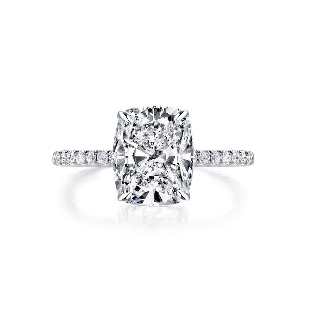 Bo.Dream Cushion Cut 3ct Cubic Zirconia CZ Engagement Rings Women Platinum Plated Sterling Silver (4)