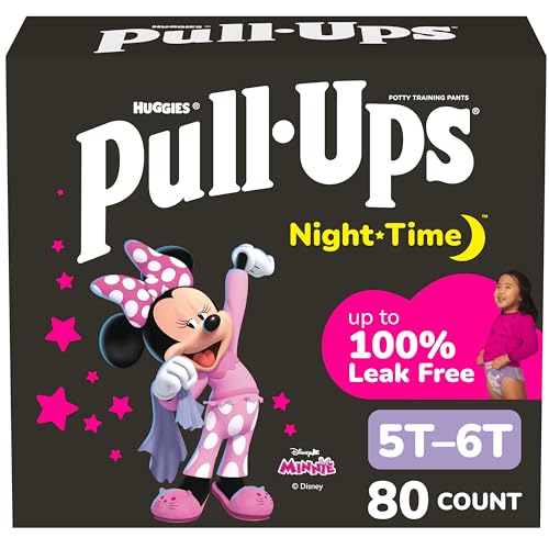Pull-Ups Girls' Night-Time Potty Training Pants, Size 5T-6T Overnight Training Underwear (46-60 lbs), 80 Ct