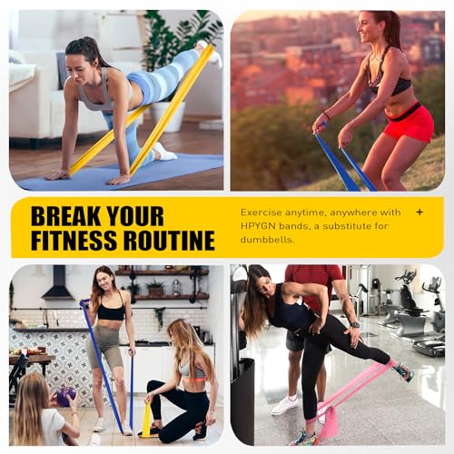 Resistance Bands, Exercise Bands, Physical Therapy Bands for Strength Training, Yoga, Pilates, Stretch Elastic Band with D...