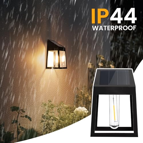 GIGALUMI Solar Fence Lights, 6 Pack Fence Outdoor Waterproof Lights Solar Powered, Warm White Yard Decorations for Garden,...