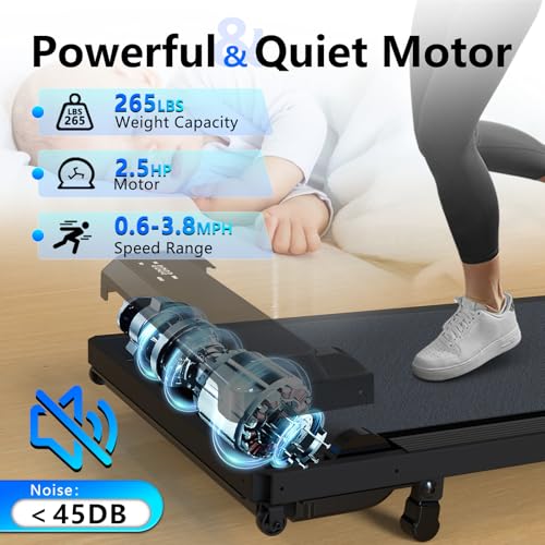 3-in-1 Walking Pad with Incline,2.5 HP Under Desk Treadmill for Home Office,265 LBS Compact Walking Treadmill with LED Dis...