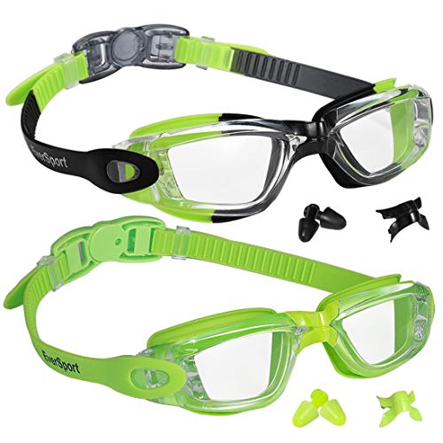 EverSport Kids Swim Goggles, Pack of 2 Swimming Goggles for Children Teens, Anti-Fog Anti-UV Youth Swim Glasses for Age4-16