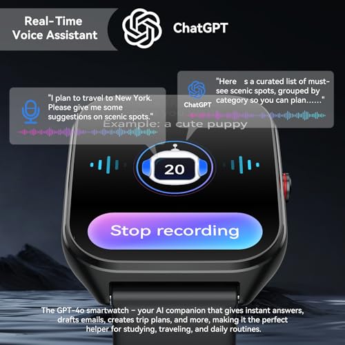 AI Smart Watch for Men Women with ChatGPT, 1000mAh Fitness Tracker 60-Day Standby Time, 1.96" HD SmartWatch with 200+ Spor...