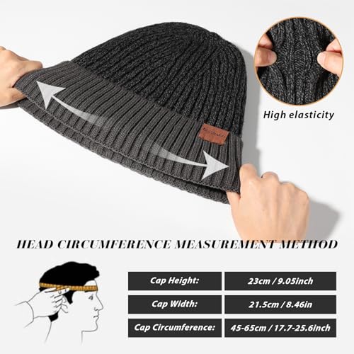 BESSTEVEN Winter Beanie Hat for Men Women: Warm Fleece Lined Beanie Knit Ski Stocking Cap Cuffed Cap for Cold Weather Running