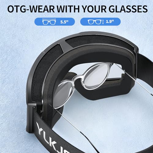 YLKJSWIM Ski Goggles for Men Women, OTG Snow Goggles, UV Protection Snowboard Goggles for Adult & Youth, Snowmobile, Sledding