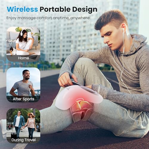 COMFIER Cordless Knee Massager with Heat and Red Light Therapy,Vibration,Heated Knee Brace Straps for Pain Relief with 18....