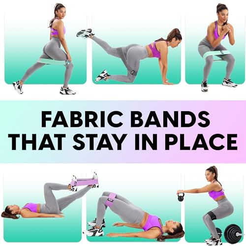 Fabric Resistance Bands for Women & Men – 4 Durable Exercise Bands for Working Out, Non-Slip & Non-Pinching Workout Bands...