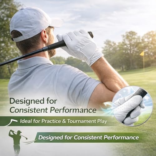 CaySep Golf Gloves Left Hand for Women Men-Breathable Comfortable Anti-Slip Wear-Resistant White Sports Gloves M/L