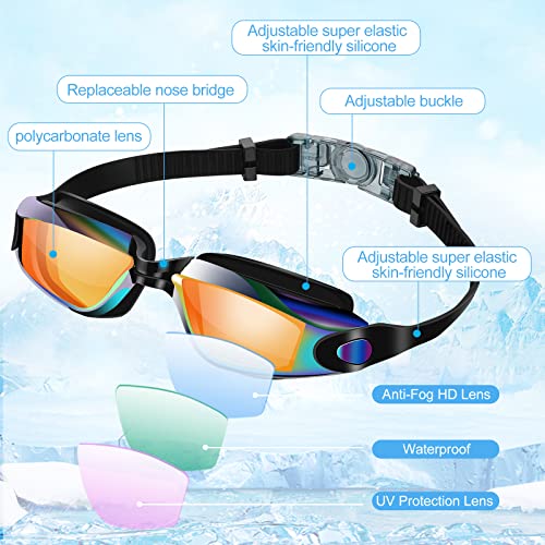 Treela 10 Pcs Swimming Goggles for Adults Pool Goggles Swim Glasses Bulk Multipack Anti Fog Silicone No Leaking