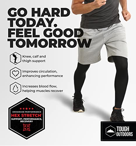 Tough Outdoors Leg Compression Sleeve - Leg Sleeves for Men & Women - Compression Calf Sleeves - Basketball Football Cycling