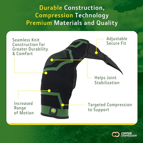 John Deere Shoulder Compression Sleeve by Copper Compression – Rotator Cuff Support for Tendonitis, Frozen Shoulder, Joint...