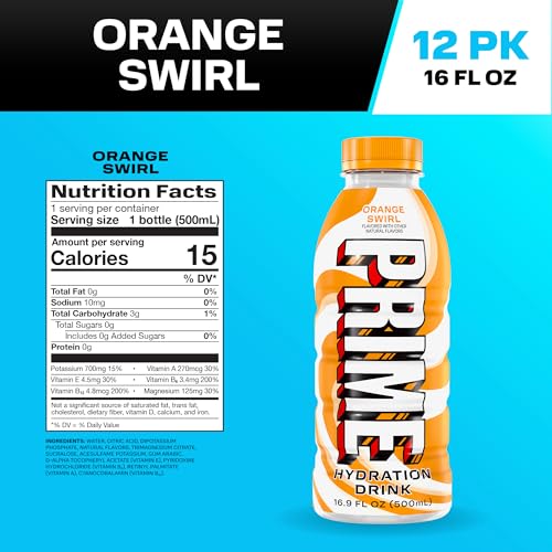 PRIME Hydration ORANGE SWIRL, Sports Drinks, Electrolyte Enhanced to Replenish Fluids, Zero Added Sugar, B Vitamins, Antio...