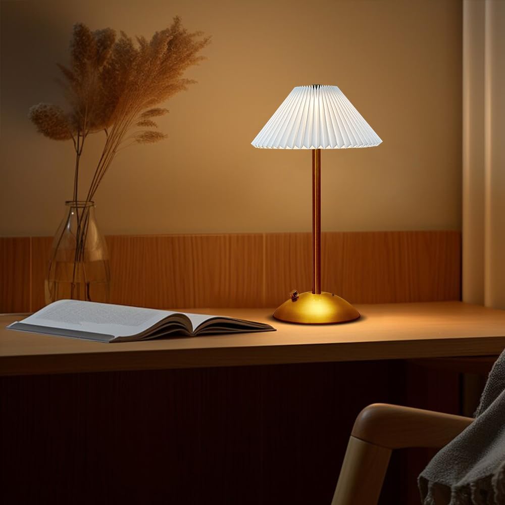 Ejfoiej Portable Led Table Lamp With Touch Sensor  3 Color Touch Control Rechargeable  3-Levels Brightness Metal Desk  Bedside  Dining Room Light (White)