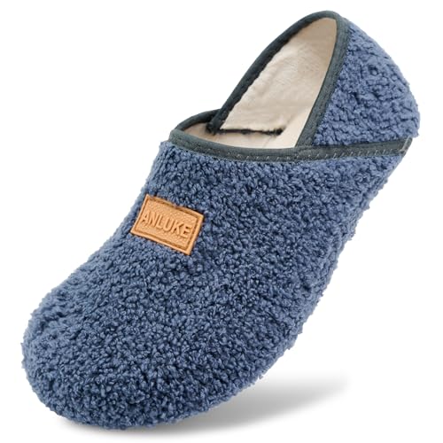 ANLUKE Slipper for Women Men Slipper Socks Fuzzy House Shoes Rubber Sole Slip On Soft-Lightweight Non Slip Indoor/Outdoor