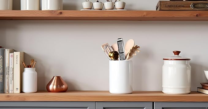 Flatware Holder for Buffet Table,Kitchen Decor Accessories Cutlery Holder,White Ceramic(4.33*5.12inch)