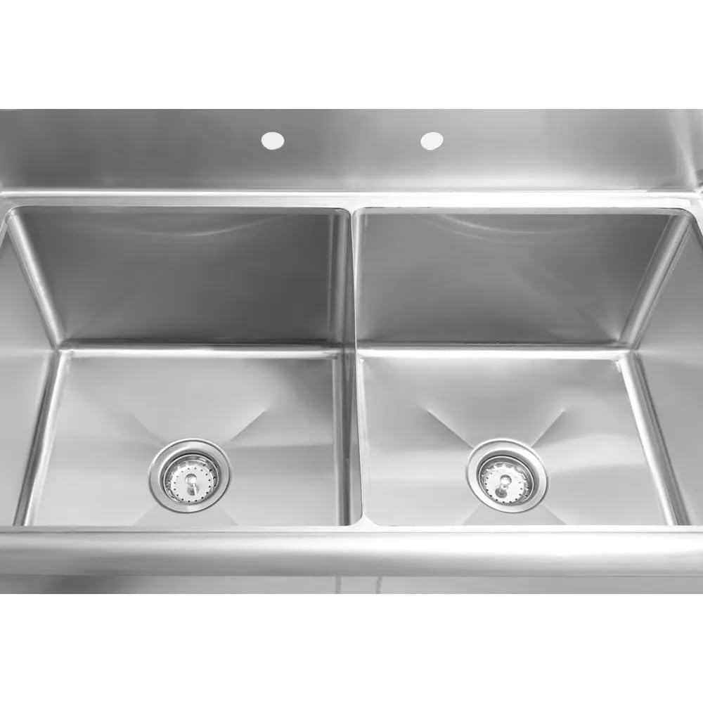 Kratos 29N-005-Commercial NSF 2 Compartment Sink - 18"Wx18"Lx12"H Bowl Size - 18-Gauge Stainless Steel